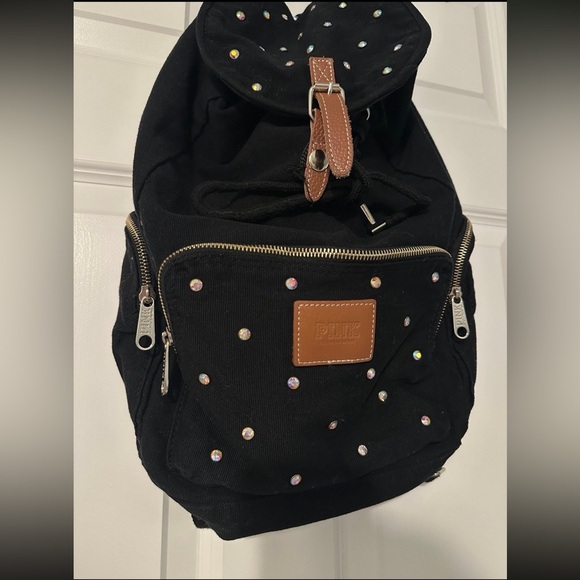 Victorias Secret Pink Studded Bling Crystal Backpack - Picture 2 of 7